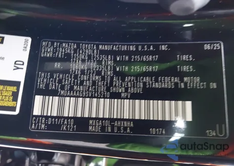 2025 Toyota Corolla Cross L from USA, damaged, VIN 7MUAAAAG9SV145210